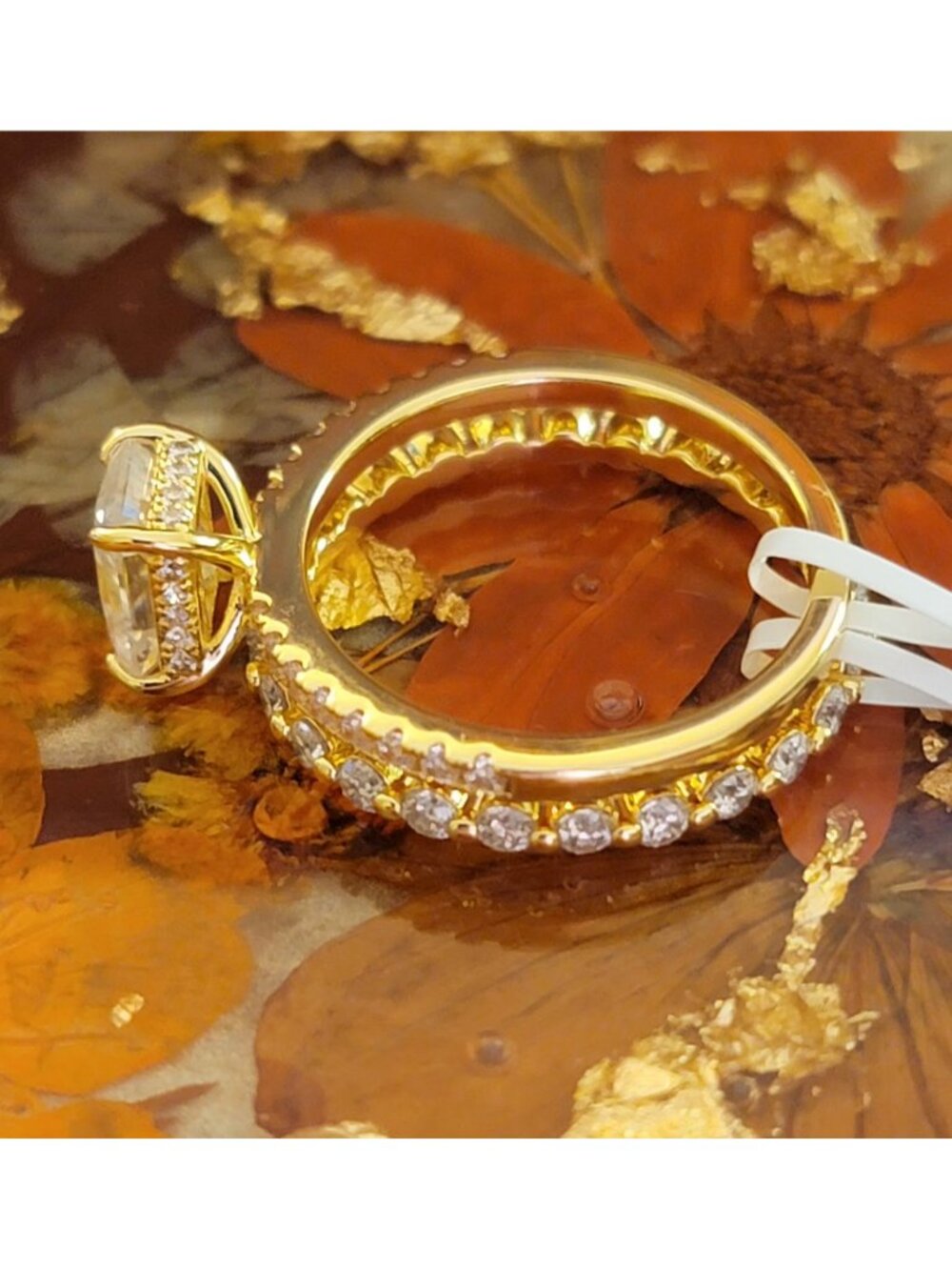 1.5ct Moissanite Bridal Ring Set Size 8 14K Gold Plated NWT - Picture 5 of 10